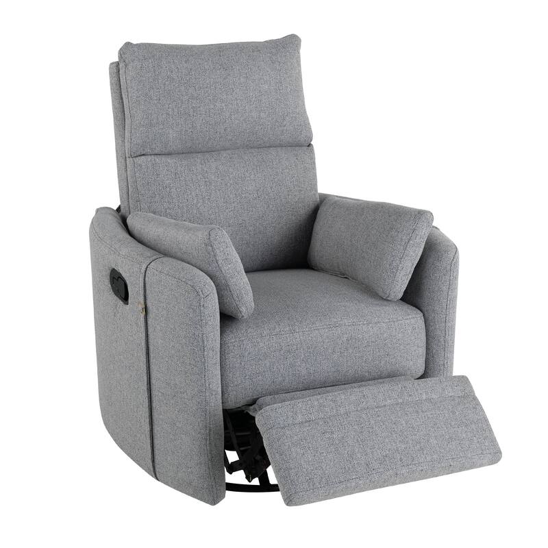 Upholstered Swivel Recliner Manual Rocker