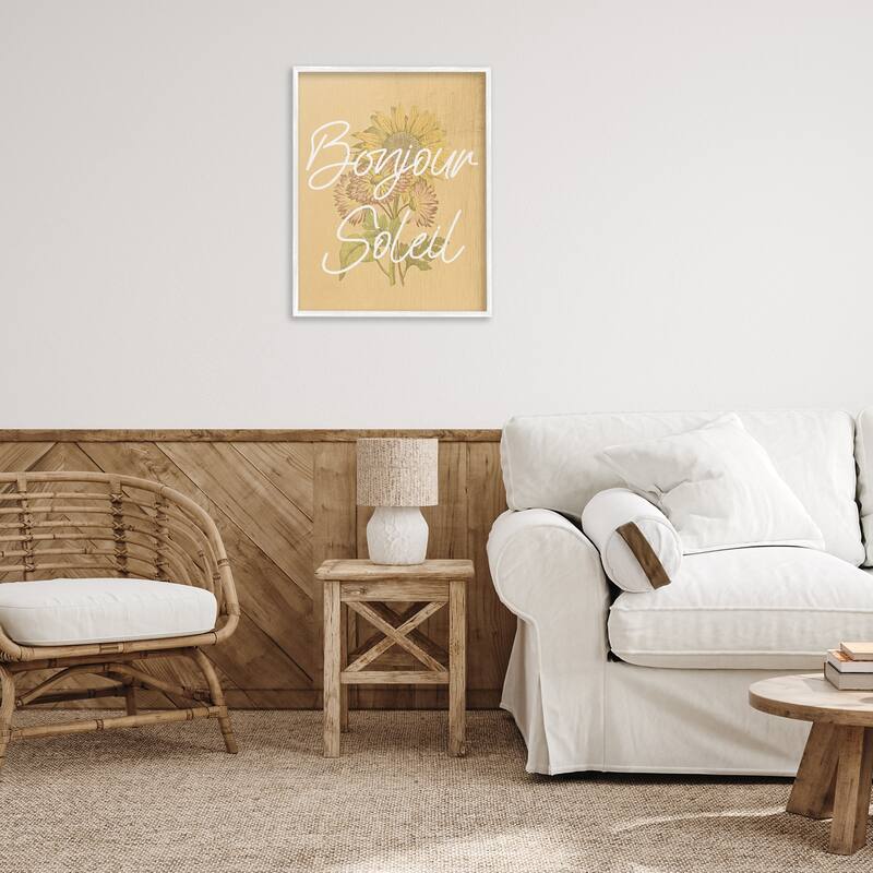 Stupell Hello Sunshine French Phrase Framed Giclee Art Design By Lil' Rue