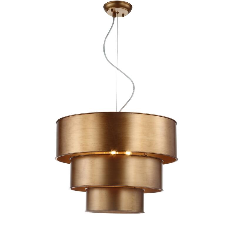 Eleanor 21" 3-Tier Metal LED Pendant, Gold by JONATHAN Y