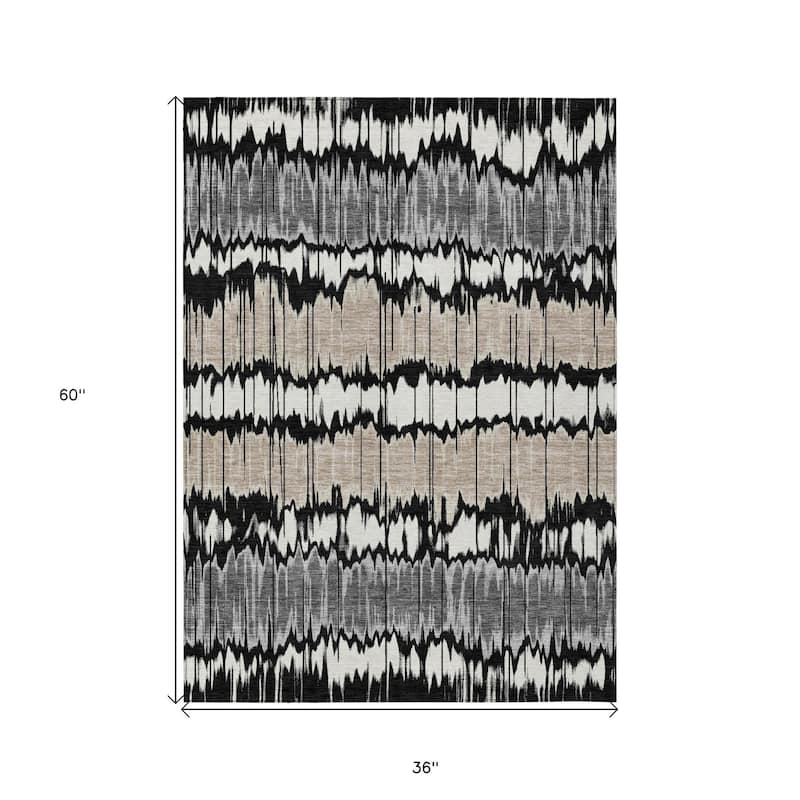 HomeRoots Striped Transitional Rectangle Outdoor Rug