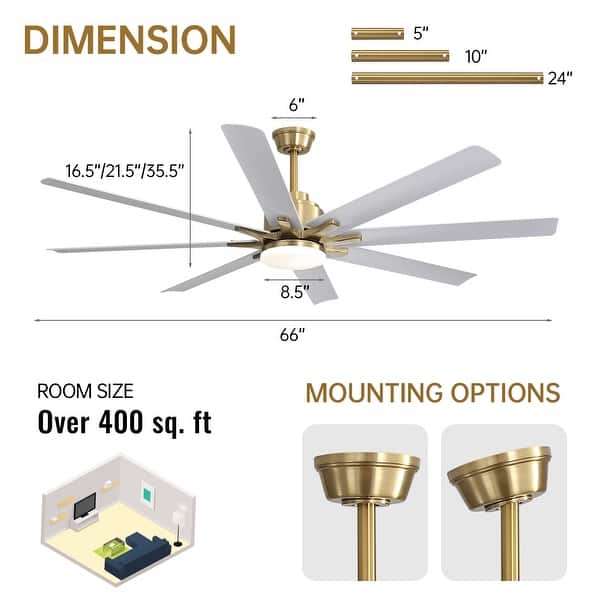 dimension image slide 14 of 18, Modern Ceiling Fan With Light Smart Life APP Remote Control Timer For Alexa Google Bedroom Farmhouse
