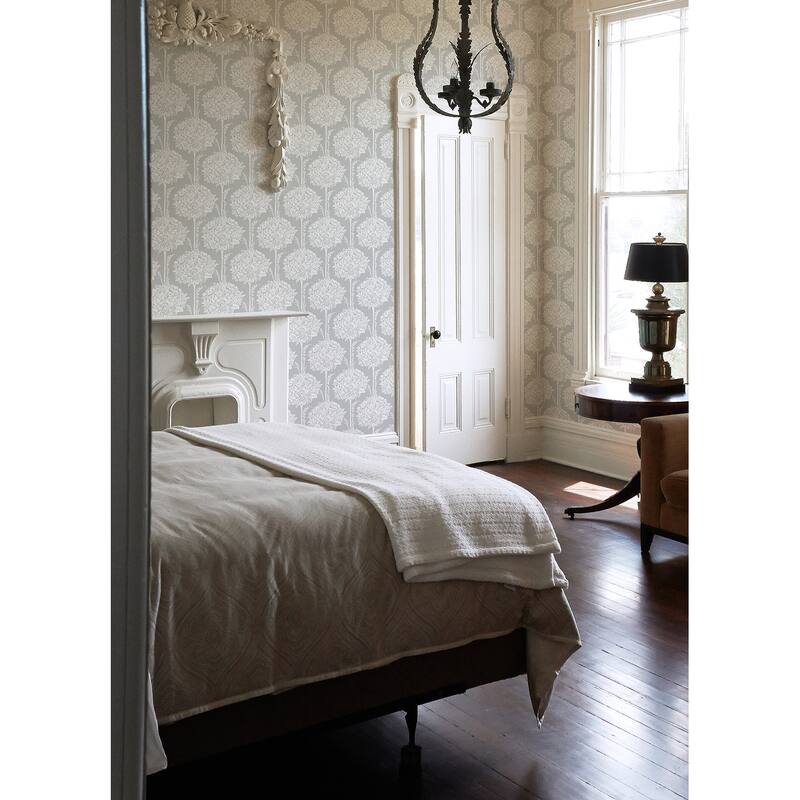 A-Street Prints Zaria Grey Topiary Wallpaper