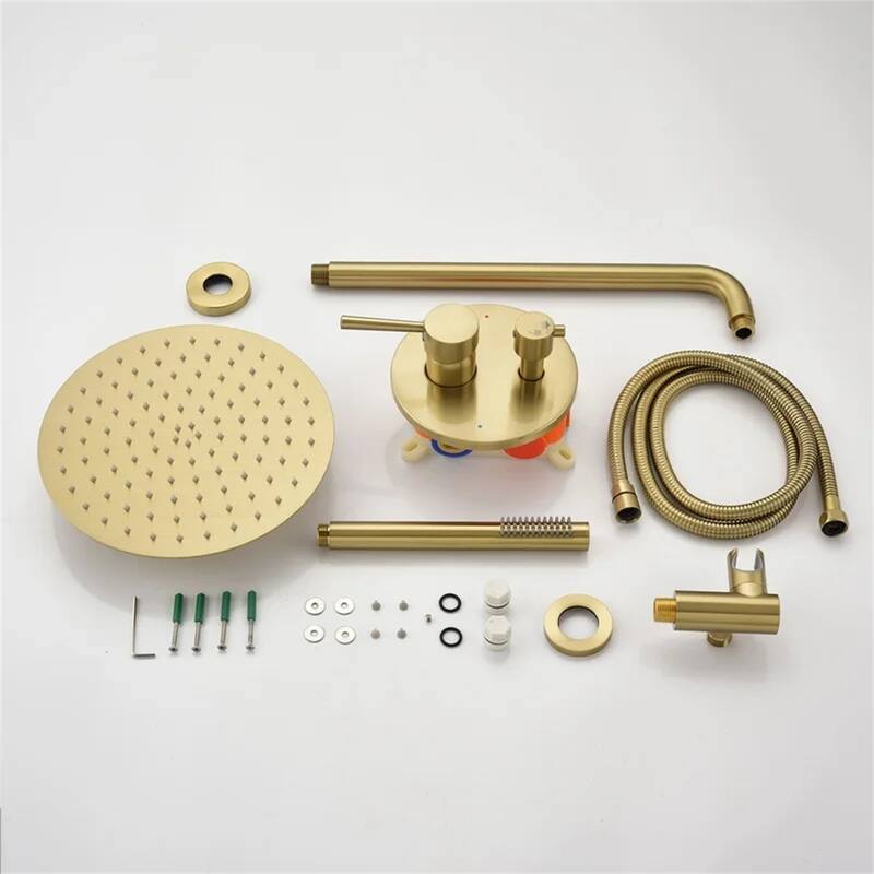 Wall Mounted Shower Faucet with Hand Shower Rain Shower System Set with 10 in Shower Head with Rough-in Valve