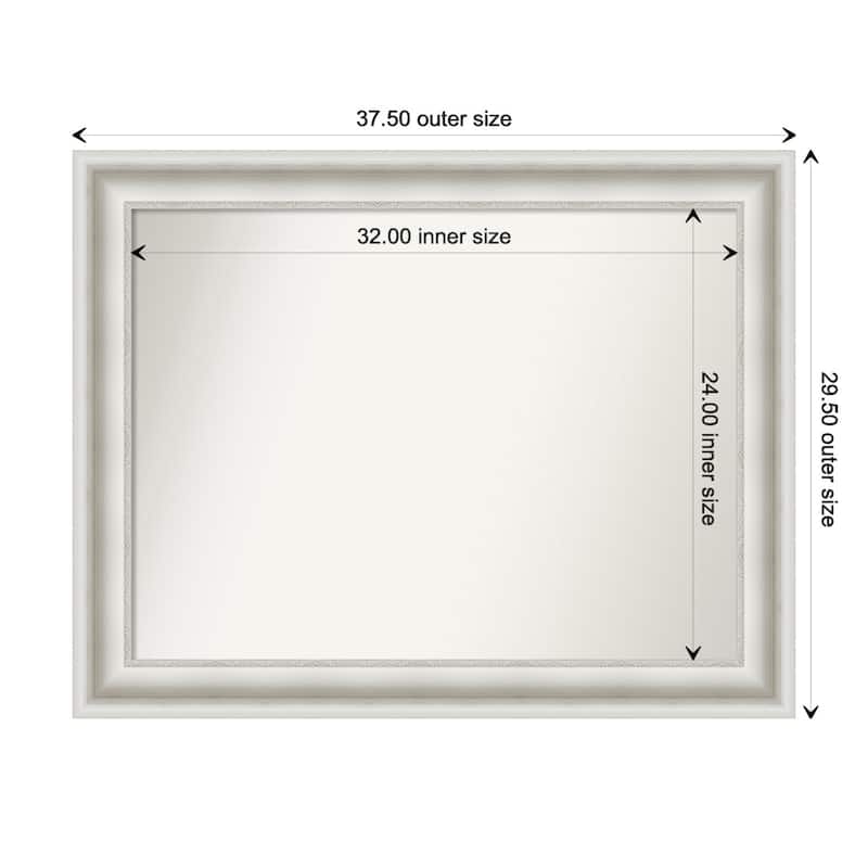 Parlor White Framed Non-Beveled Custom Wall Mirror, Bathroom Vanity Mirror - Outer Size: 37.5 x 29.5