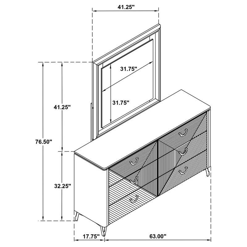 Cassia 6-drawer Bedroom Dresser Cabinet White High Gloss