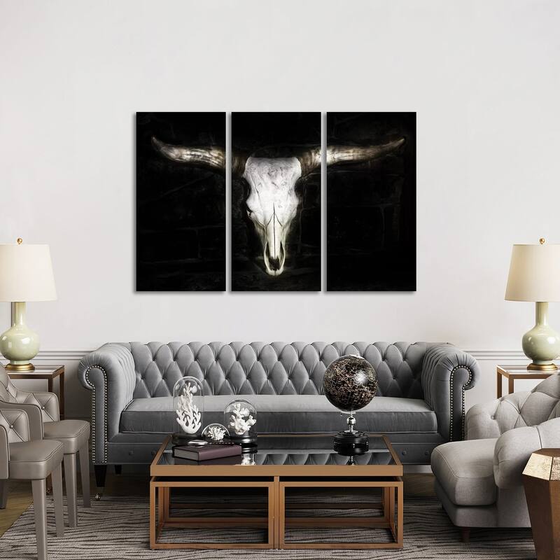iCanvas "Cow Skull" by PHBurchett 3-Piece Canvas Wall Art Set - 40x60x1.5