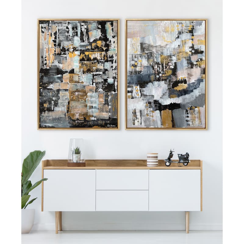 Kate and Laurel Sylvie Starry Night Framed Canvas by Leah Nadeau