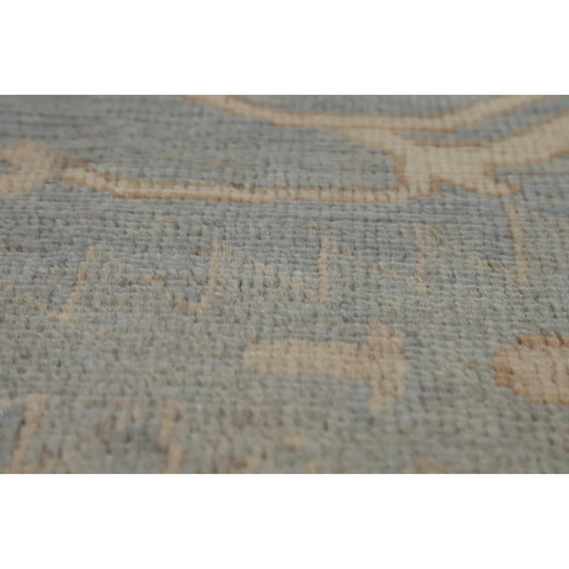 Hand Knotted Oriental 100% Wool Carpet Transitional All-Over Navy Blue & Blues Oushak Area Rug - 9' 11'' X 8' 6''
