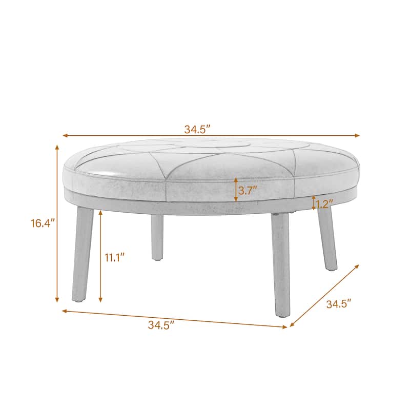 34.5" W Full-Grain Genuine Italian Leather Ottoman by Lumibee