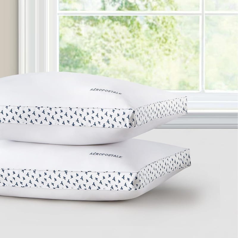 Aeropostale Seagulls Bed Pillows, 2 Pack with Printed Gusset