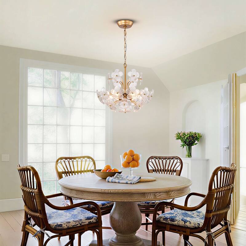 Rosa Modern 6-Light 17.7" Glam Clear Glass Flower Chandelier