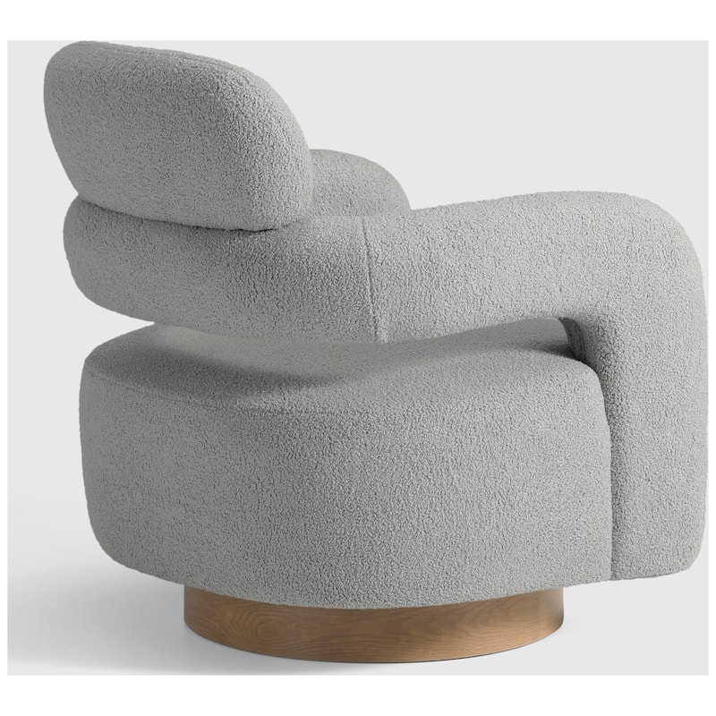 Bayville Sherpa Swivel Chair With Round Storage Ottoman 2-Piece Set