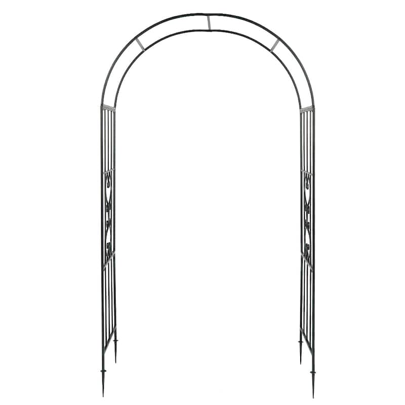 Dark Green Wrought Iron Garden Arch for Climbing Plants Vines or Roses - 46.65” x 22.05” x 87.2" (L x W x H)