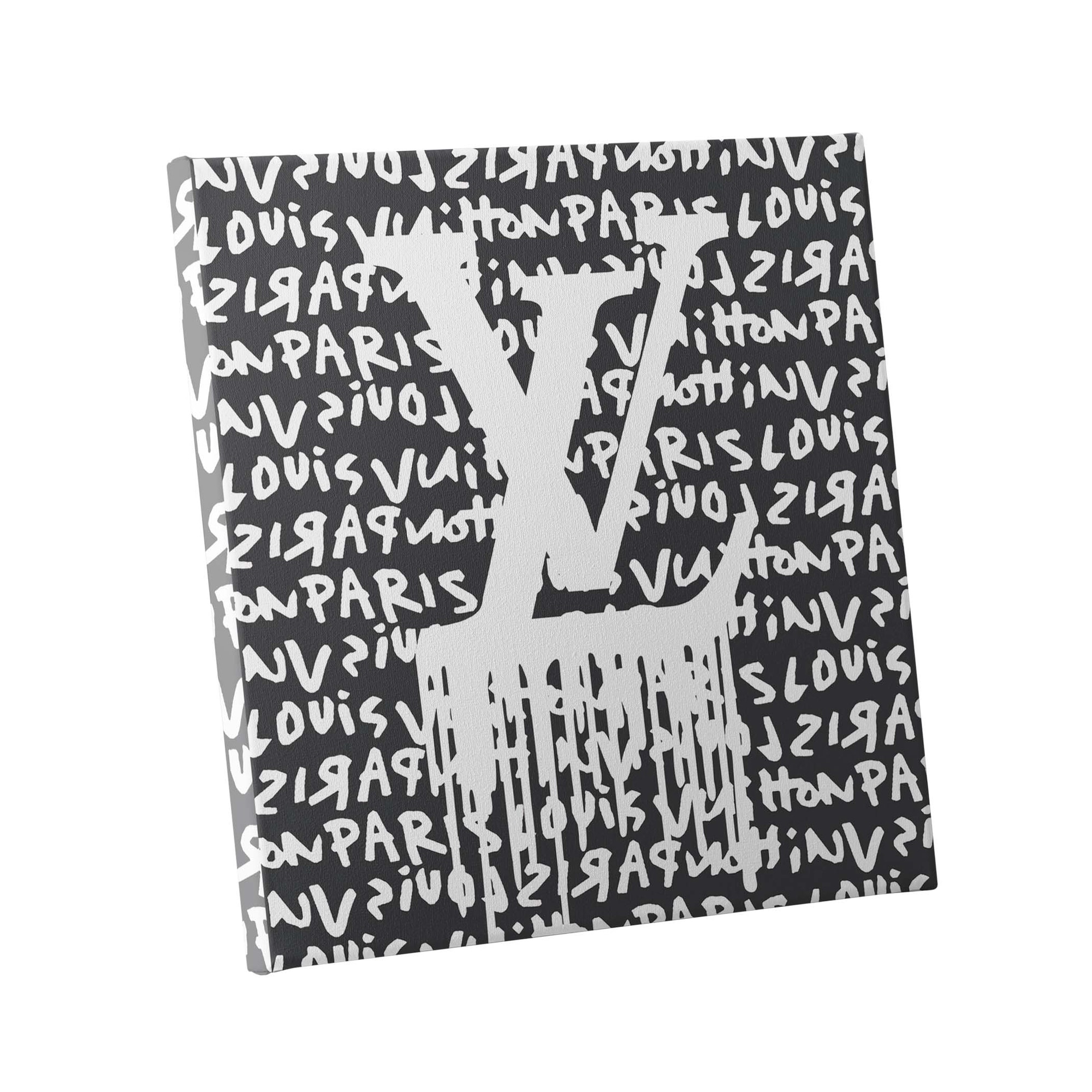 Framed Canvas Art - Louis Vuitton Logo Lips Pattern Square by Julie Schreiber ( Fashion > Fashion Brands > Louis Vuitton art) - 18x18 in