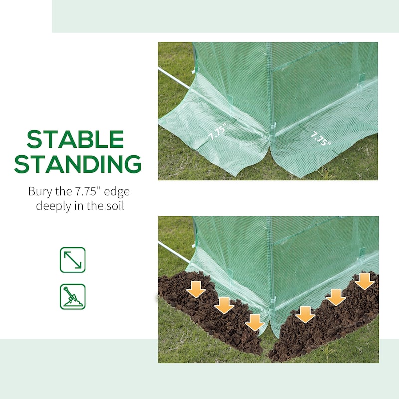 Outsunny 13' x 10' x 6.5' Walk-in Tunnel Greenhouse with 2 Zippered Mesh Doors & 10 Mesh Windows