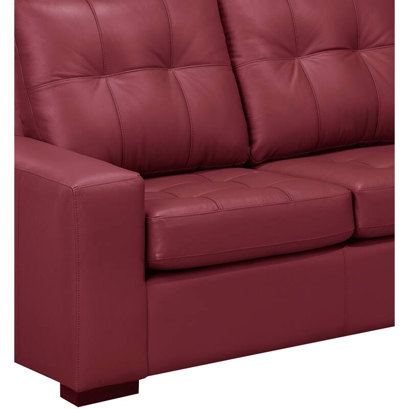 Liam Top Grain Leather Tufted Sectional Chaise Sofa