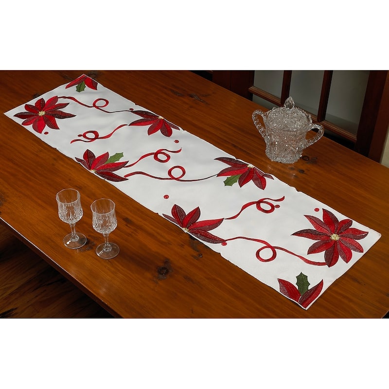 Violet Linen Seasonal Bloomy, 13 Inch by 70 Inch, Decorative Table Runners - 14" X 54" - Ivory