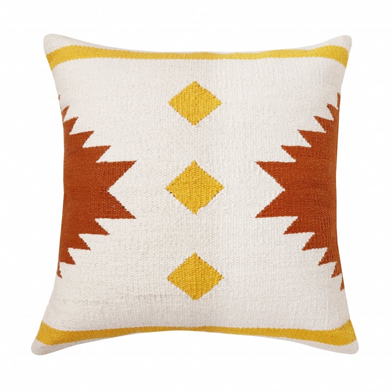 20" Yellow and White Throw Pillow - 20.00 in. x 20.00 in. x 4.00 in.