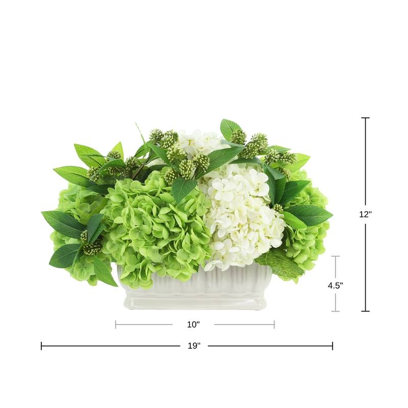 Hydrangea Arrangement in Fluted Ceramic Vase