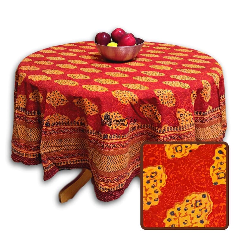 Chic Rustic Geometric Cotton Block Print Tablecloth Collection