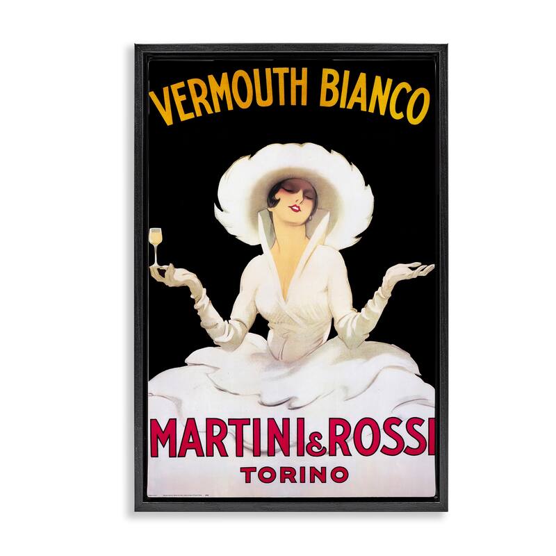 Stupell Vermouth Vintage Lady Advertisement Framed Floater Canvas Wall Art Design By Marcus Jules - 17 x 25 - Black
