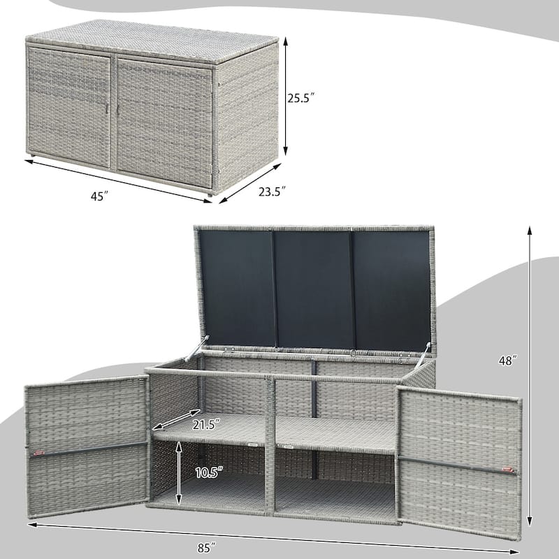 Gymax 88 Gallon Rattan Storage Box Outdoor Patio Container Seat w/ - See Details