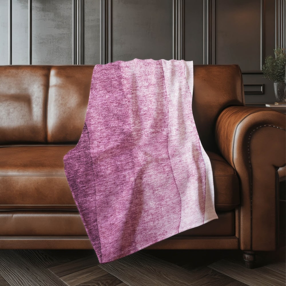 Premium Machine Washable Modern Ombre Sherpa Throw Blanket