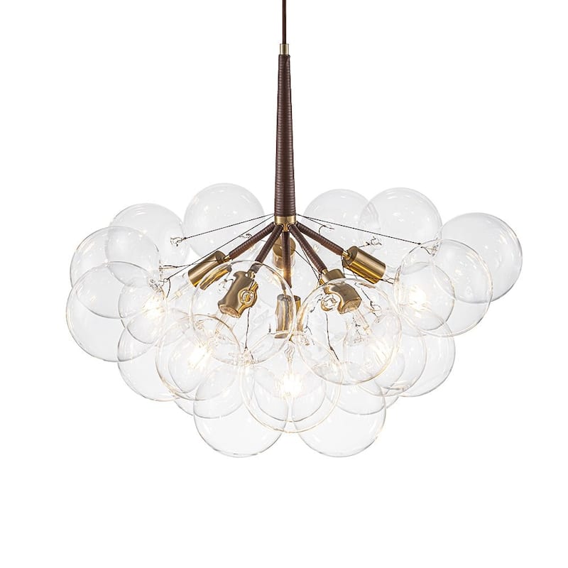 Contemporary Clear Glass Globe Bubble Chandelier