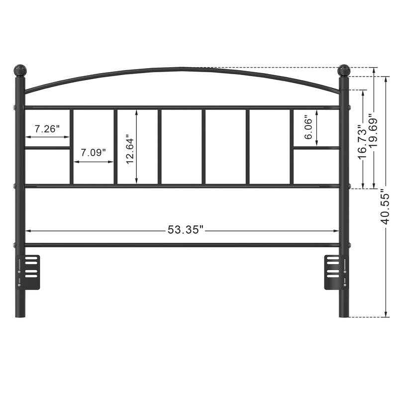 Javlergo Full/Queen/King Size Victorian Style Black Metal Headboard Heavy Duty Steel Curved Headboard Only for Bedroom
