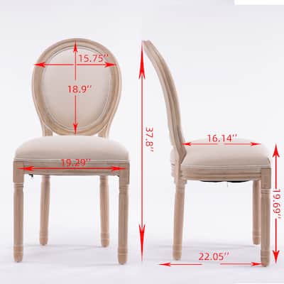 Solid Wood Frame Linen Fabric Oval Back Dining Chair