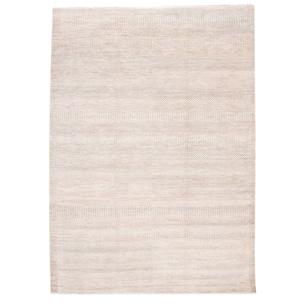 ECARPETGALLERY Hand-knotted Silk Shadow Khaki Wool Rug - 9'9 x 13'9