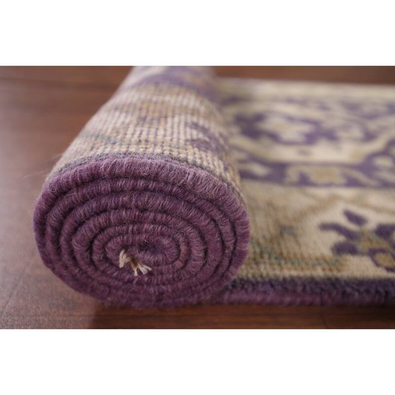 Purple Oushak Oriental Runner Rug Handmade Wool Carpet - 2'6"x 9'9"