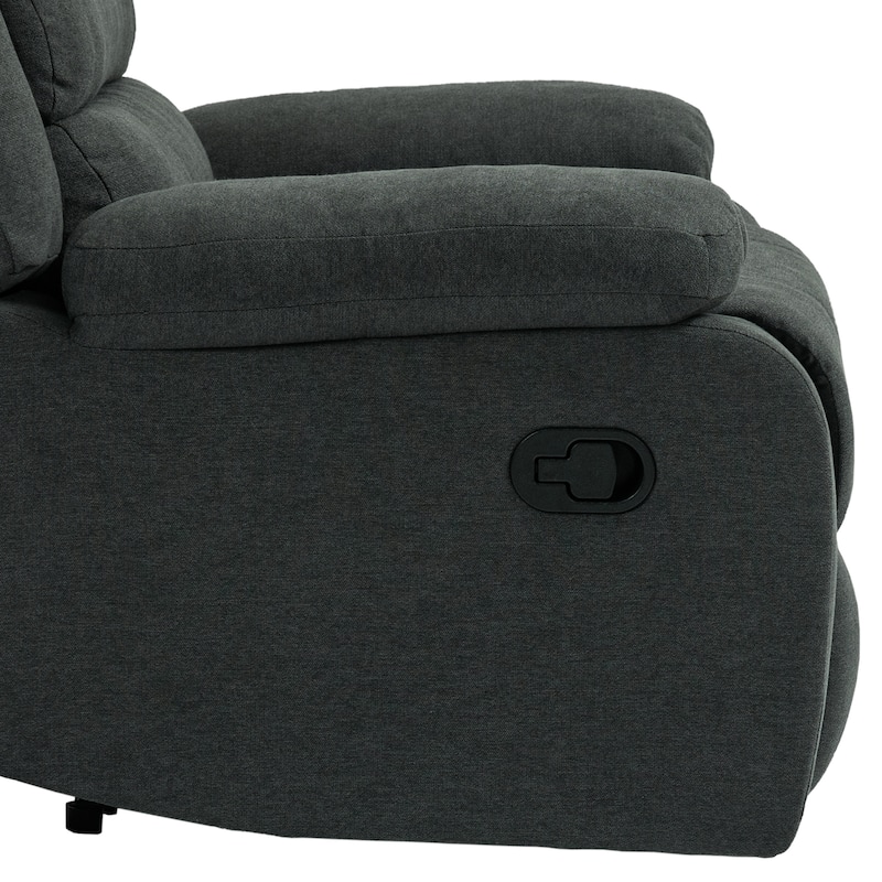 Overstuffed Cotton Corduroy Manual Pushback Recliner with Wide Armrest