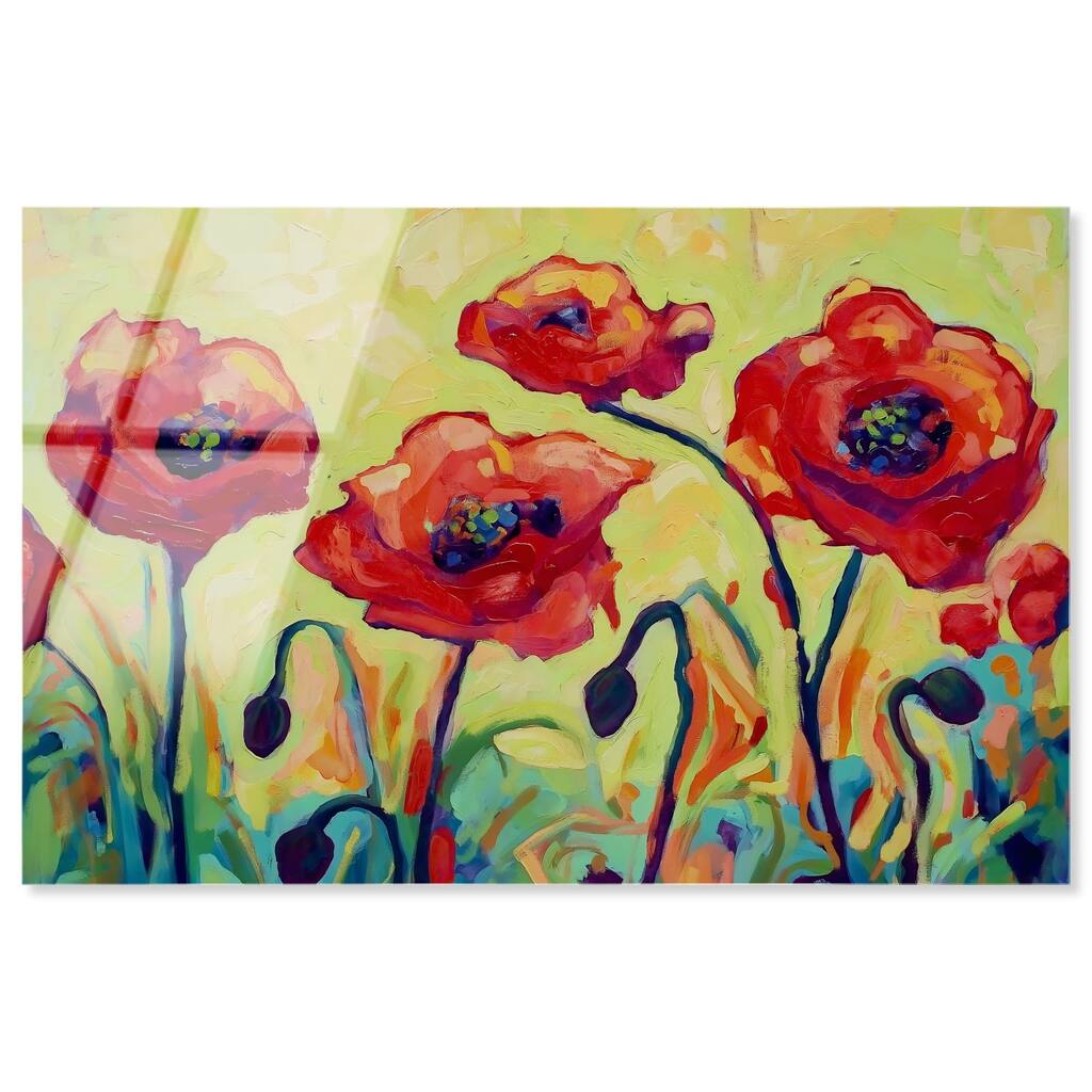 Red Poppy Field II Acrylic by Art Remedy, Ready to Hang