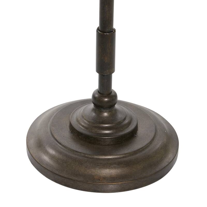 Bronze Metal Side End Accent Table with Brown Wood Top