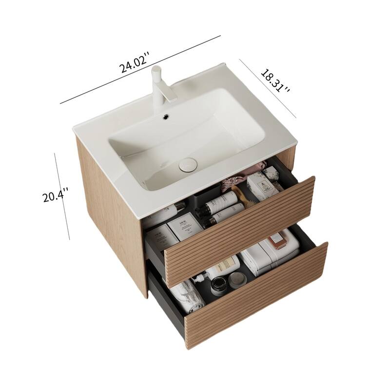 Wall-Mounted Bathroom Vanity Set with Integrated Ceramic Sink