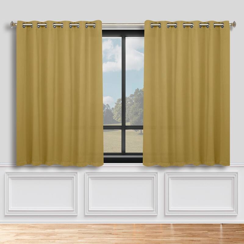 Superior Solid Machine Washable Room Darkening Grommet Blackout Curtains, Set of 2