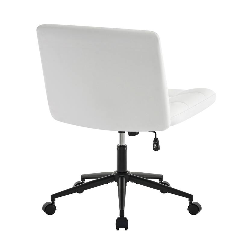 PU Leather Low Back Desk Chair, Swivel Computer Chair with Lumbar Support, Armless Desk Chair with Adjustable Height