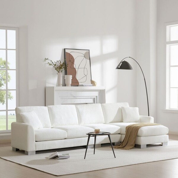 Modern Oversized Sectional Sofa L shaped Luxury Couch Set with 2 Free pillows 5 seat Chenille Indoor Furniture with Chaise Bed Bath Beyond 40610953