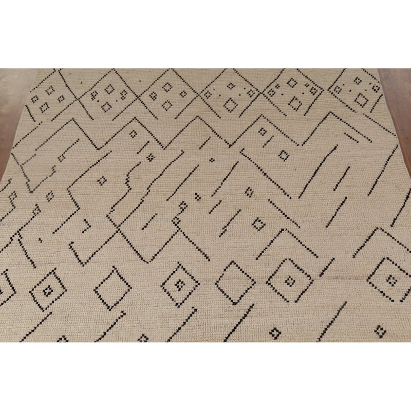 Trellis Moroccan Area Rug Hand-Knotted Geometric Wool Carpet - 6'0"x 9'8"