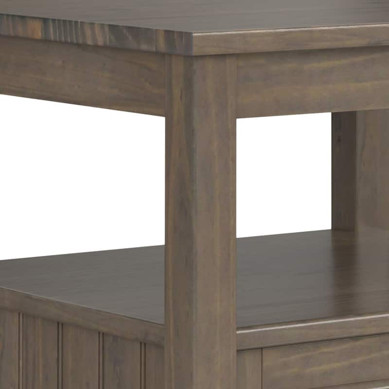 WYNDENHALL Rowan SOLID WOOD 20" Wide Rectangle Transitional End Table with Bottom Drawer in Smoky Brown - 18"d x 20" w x 20"h