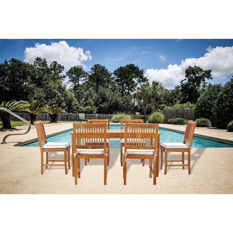 Chic Teak Bermuda Rectangular Teak Wood Patio Bistro Dining Table, 55 x 35 inch (Table Only)