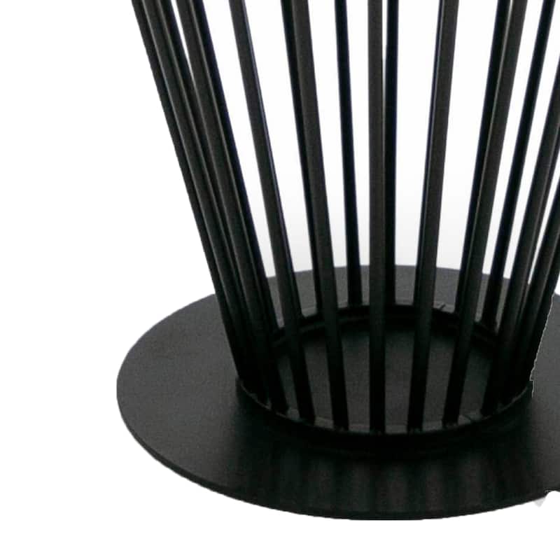 47 Inch Dining Table, Round Top, Modern Black Iron Metal Pedestal Base
