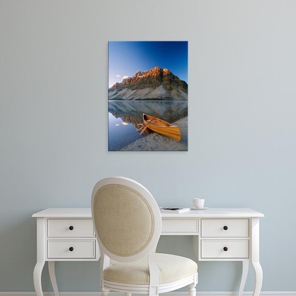 Easy Art Prints Panoramic Images's 'Canoe at the lakeside, Bow Lake, Alberta, Canada' Premium Canvas Art