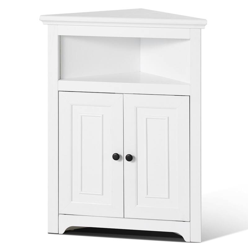 Corner Cabinet 32" with 2 Doors and Adjustable Shelves for Home Storage - 25.4 x 12.8 x 33.3 in
