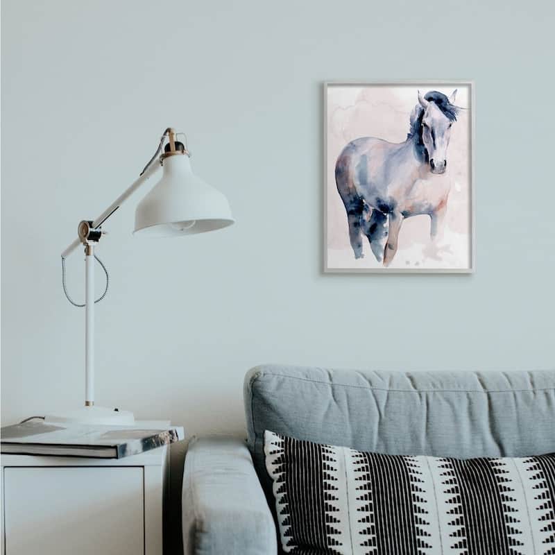 Stupell Americana Horse Figure Southwestern Watercolor Framed Wall Art - Blue