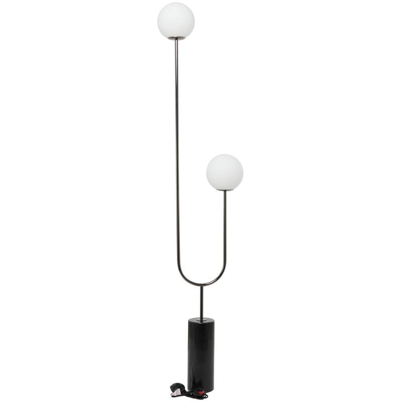 Marble Orb 2 Bulb Floor Lamp with Marble Base - 7"W x 16"L x 73"H