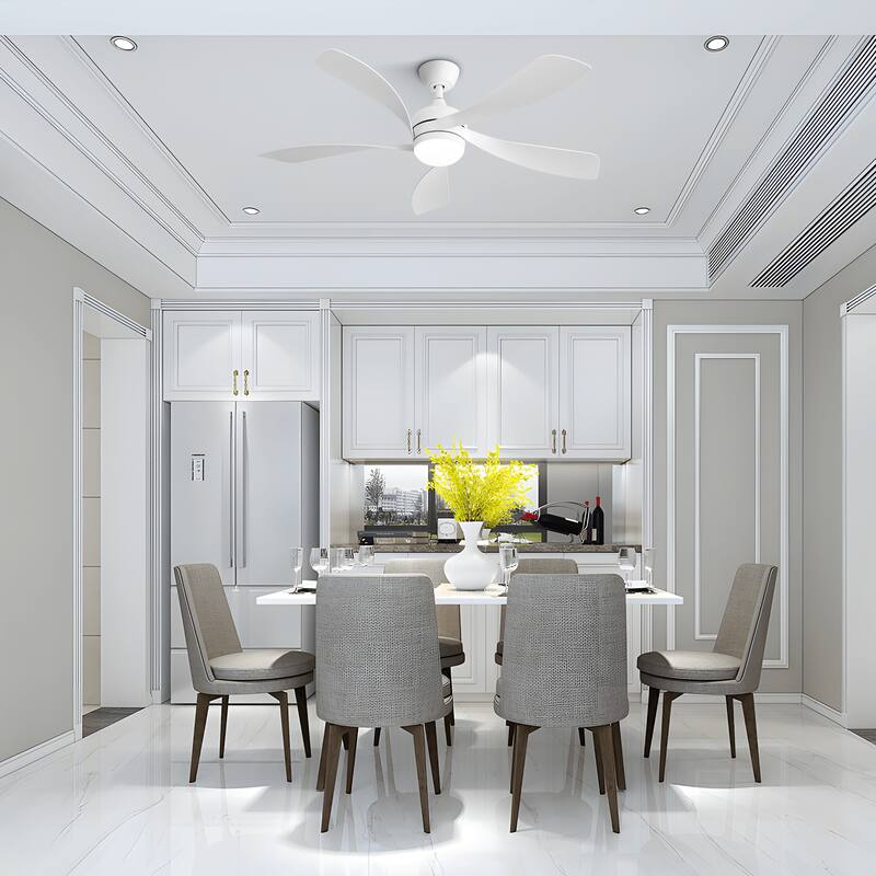 52 Inch Modern Ceiling Fan With 3 Color Dimmable 5 ABS Blades Remote Control Reversible DC Motor With Led Light
