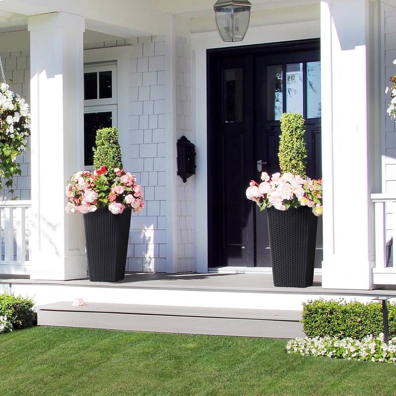 Planters Set of 2, Outdoor＆Indoor Planter Pots, Automatic Watering,High Front Porch Planter Pots