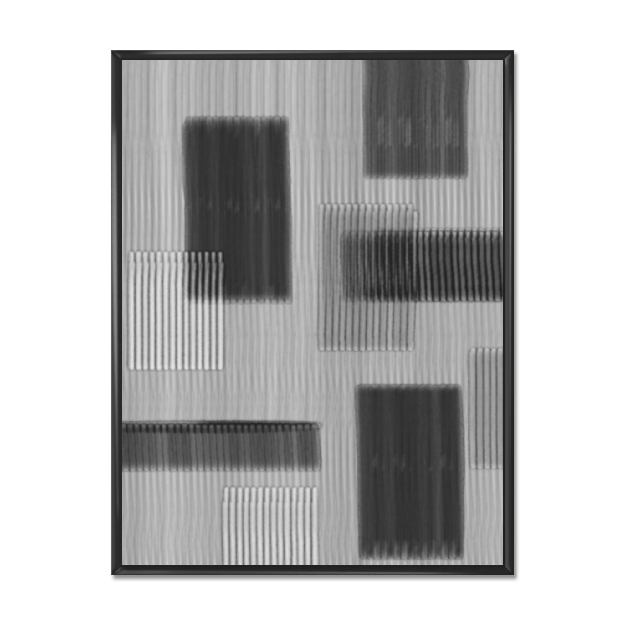 Designart "Black And White Abstract Art VII" Modern Framed Canvas Art